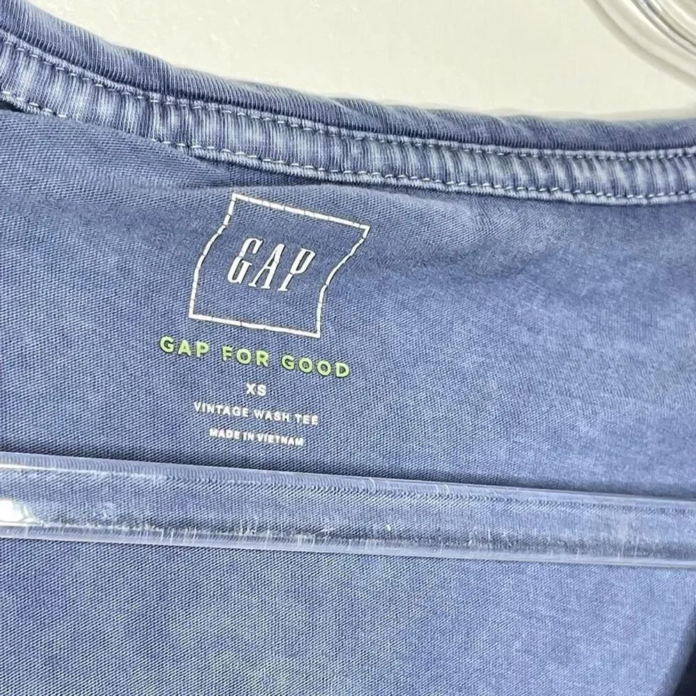 Gap GAP Blue Vintage Wash V-neck Tee Short Sleeve Shirt Top Women’s Size XS - Picture 7 of 8